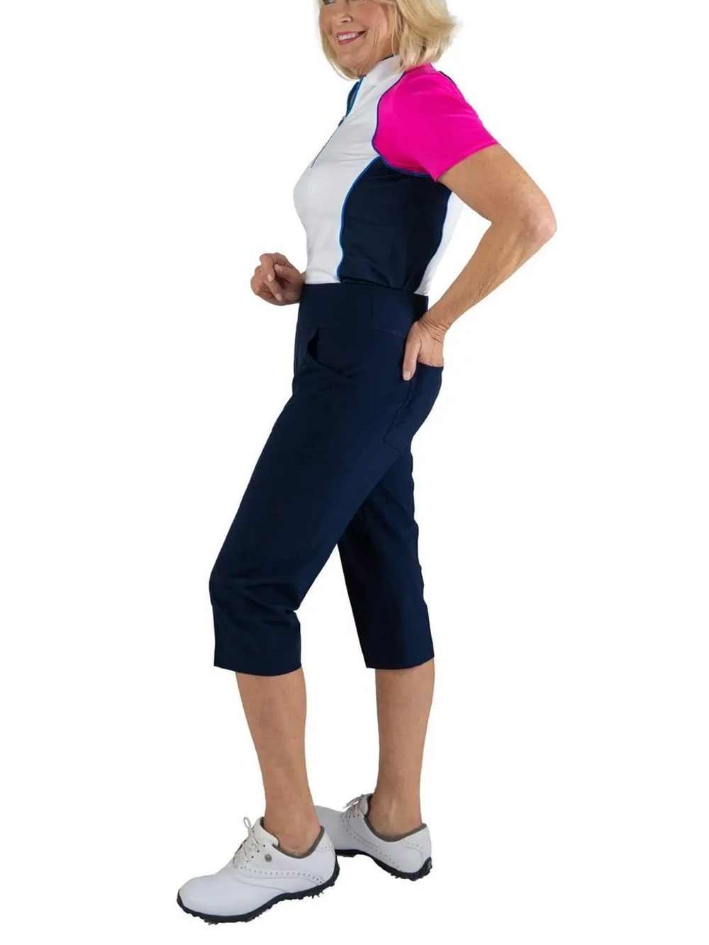 NWOT Jofit Navy Pull-On Stretch Capri Pants